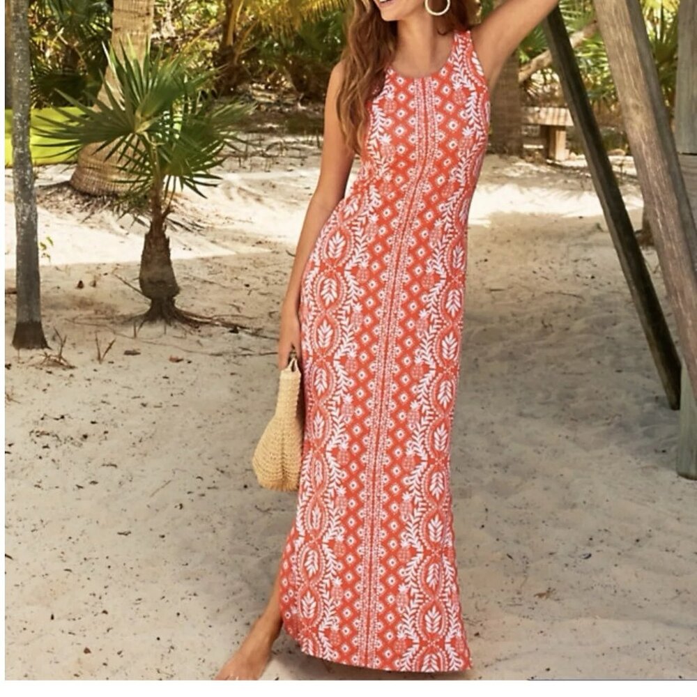 NWT Lilly Pulitzer Ulla Maxi Dress Flamingo Feather Harbour View Engineered Med